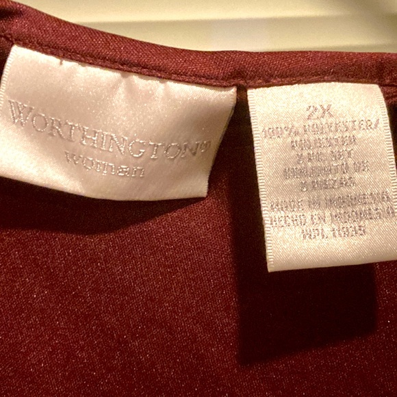 NWOT Worthington Woman Sz 2X Bing Cherry Chemise w/Long Sleeve Satin/Lace Cover - Picture 9 of 12